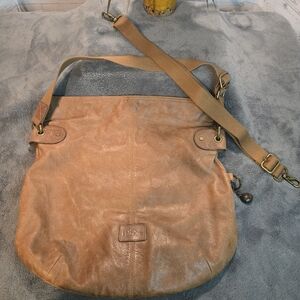 Tan Leather Kipling Shoulder Bag With Charm
